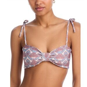 Juan de Dios San Miguel Bikini Top Sky Blue Ornaments Ivory RE25-10043-BLU Small